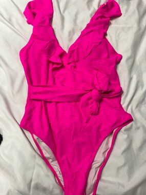 Hot Pink Ruffled One-Piece Swimsuit